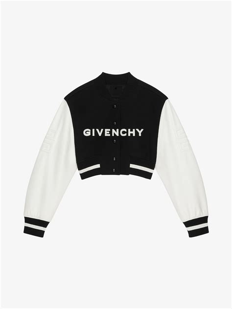 givenchy leather jacket star|givenchy cropped varsity jacket.